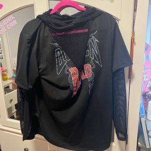 Mystique boutique mesh sleeve shirt